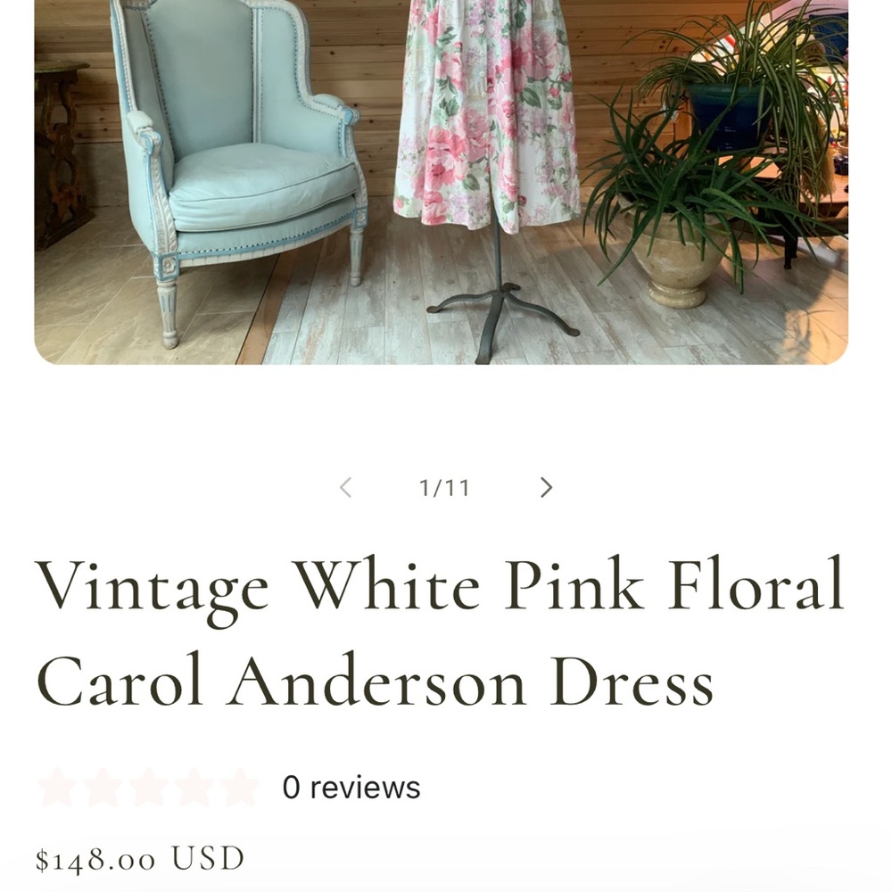Vintage Carol Anderson Cottagecore Floral Midi Dress Size 14 — with Pockets! - Picture 4 of 11